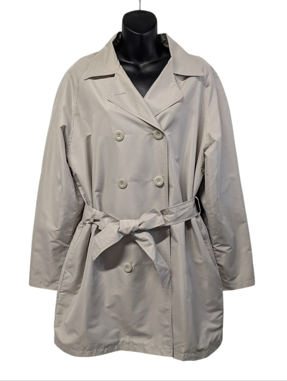 Blair Womens Beige Double Breasted Trench Coat Oversized M Belted Lined Classic